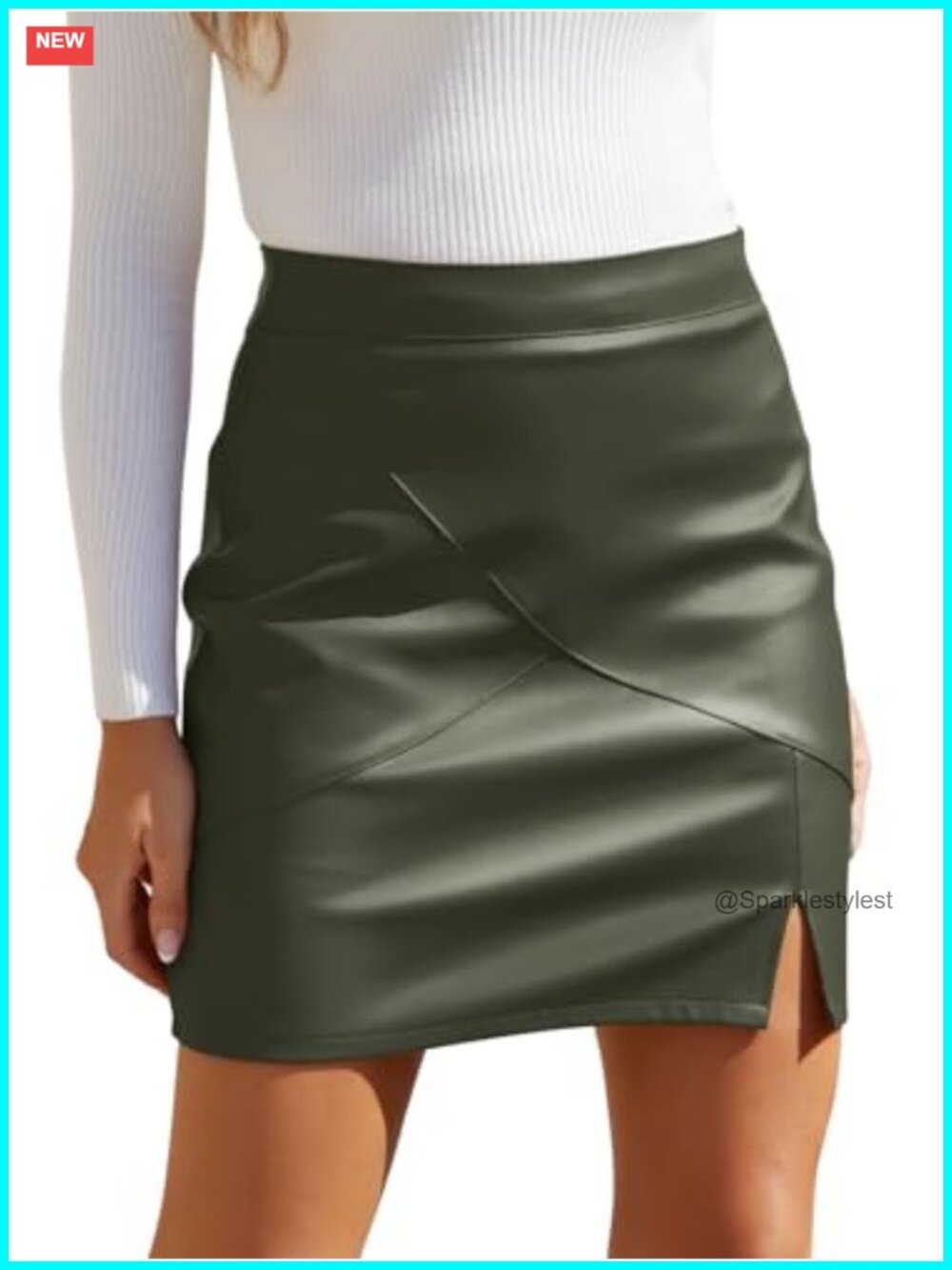 Faux Leather High Waisted Bodycon Pencil Mini Skirt Built-in Shorts